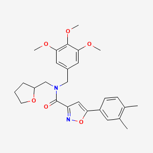 molecular formula C27H32N2O6 B11361922 5-(3,4-dimethylphenyl)-N-(tetrahydrofuran-2-ylmethyl)-N-(3,4,5-trimethoxybenzyl)-1,2-oxazole-3-carboxamide 