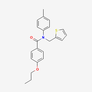 molecular formula C22H23NO2S B11361939 N-(4-methylphenyl)-4-propoxy-N-(thiophen-2-ylmethyl)benzamide 