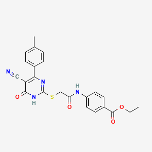 molecular formula C23H20N4O4S B11361958 Ethyl 4-(2-{[5-cyano-4-(4-methylphenyl)-6-oxo-1,6-dihydropyrimidin-2-YL]sulfanyl}acetamido)benzoate 