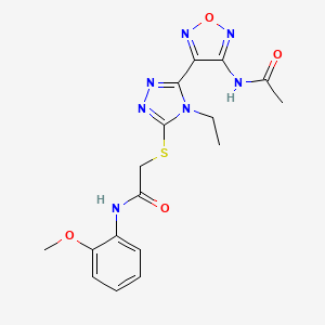 2-({5-[4-(acetylamino)-1,2,5-oxadiazol-3-yl]-4-ethyl-4H-1,2,4-triazol-3-yl}sulfanyl)-N-(2-methoxyphenyl)acetamide