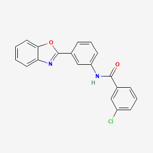 molecular formula C20H13ClN2O2 B11361992 N-[3-(1,3-benzoxazol-2-yl)phenyl]-3-chlorobenzamide 