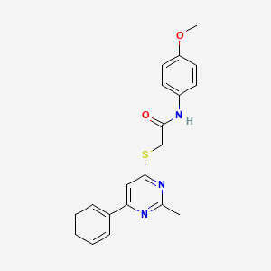 molecular formula C20H19N3O2S B11361993 N-(4-Methoxyphenyl)-2-[(2-methyl-6-phenylpyrimidin-4-YL)sulfanyl]acetamide 