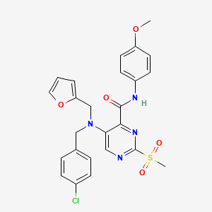 molecular formula C25H23ClN4O5S B11362001 5-[(4-chlorobenzyl)(furan-2-ylmethyl)amino]-N-(4-methoxyphenyl)-2-(methylsulfonyl)pyrimidine-4-carboxamide 