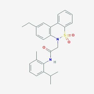 molecular formula C26H28N2O3S B11362056 2-(9-ethyl-5,5-dioxido-6H-dibenzo[c,e][1,2]thiazin-6-yl)-N-(2-isopropyl-6-methylphenyl)acetamide 