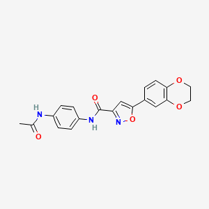 molecular formula C20H17N3O5 B11362061 N-[4-(acetylamino)phenyl]-5-(2,3-dihydro-1,4-benzodioxin-6-yl)-1,2-oxazole-3-carboxamide 