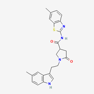 molecular formula C24H24N4O2S B11362082 N-(6-methyl-1,3-benzothiazol-2-yl)-1-[2-(5-methyl-1H-indol-3-yl)ethyl]-5-oxopyrrolidine-3-carboxamide 