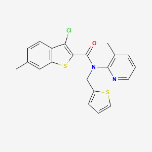 3-chloro-6-methyl-N-(3-methylpyridin-2-yl)-N-(thiophen-2-ylmethyl)-1-benzothiophene-2-carboxamide