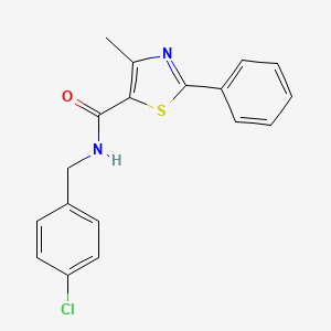 molecular formula C18H15ClN2OS B11362219 N-[(4-chlorophenyl)methyl]-4-methyl-2-phenyl-1,3-thiazole-5-carboxamide 