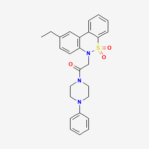 molecular formula C26H27N3O3S B11362255 2-(9-Ethyl-5,5-dioxido-6H-dibenzo[C,E][1,2]thiazin-6-YL)-1-(4-phenyl-1-piperazinyl)ethanone 