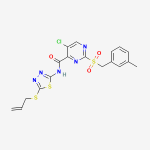 molecular formula C18H16ClN5O3S3 B11362270 5-chloro-2-[(3-methylbenzyl)sulfonyl]-N-[5-(prop-2-en-1-ylsulfanyl)-1,3,4-thiadiazol-2-yl]pyrimidine-4-carboxamide 