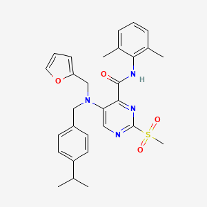 molecular formula C29H32N4O4S B11362271 N-(2,6-dimethylphenyl)-5-{(furan-2-ylmethyl)[4-(propan-2-yl)benzyl]amino}-2-(methylsulfonyl)pyrimidine-4-carboxamide 