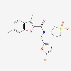 molecular formula C20H20BrNO5S B11362315 N-[(5-bromofuran-2-yl)methyl]-N-(1,1-dioxidotetrahydrothiophen-3-yl)-3,6-dimethyl-1-benzofuran-2-carboxamide 