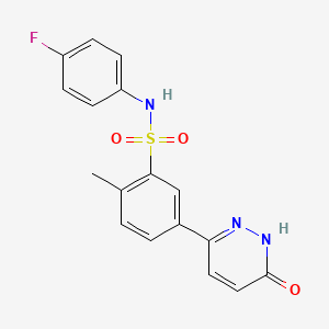 molecular formula C17H14FN3O3S B11362337 N-(4-fluorophenyl)-2-methyl-5-(6-oxo-1,6-dihydropyridazin-3-yl)benzenesulfonamide 