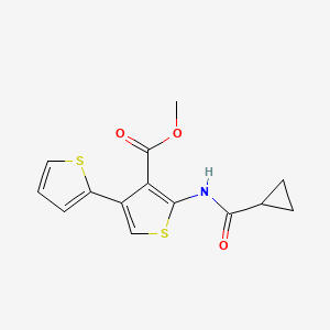 molecular formula C14H13NO3S2 B11362347 Methyl 5'-cyclopropaneamido-[2,3'-bithiophene]-4'-carboxylate 