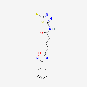 molecular formula C15H15N5O2S2 B11362373 N-[5-(methylsulfanyl)-1,3,4-thiadiazol-2-yl]-4-(3-phenyl-1,2,4-oxadiazol-5-yl)butanamide 