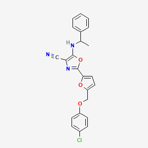 molecular formula C23H18ClN3O3 B11362387 2-{5-[(4-Chlorophenoxy)methyl]furan-2-yl}-5-[(1-phenylethyl)amino]-1,3-oxazole-4-carbonitrile 