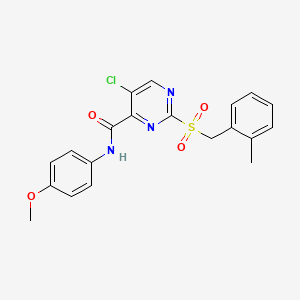 molecular formula C20H18ClN3O4S B11362407 5-chloro-N-(4-methoxyphenyl)-2-[(2-methylbenzyl)sulfonyl]pyrimidine-4-carboxamide 