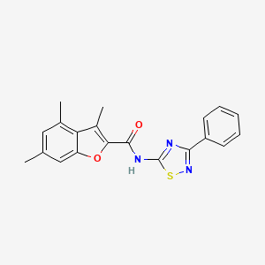 molecular formula C20H17N3O2S B11362435 3,4,6-trimethyl-N-(3-phenyl-1,2,4-thiadiazol-5-yl)-1-benzofuran-2-carboxamide 