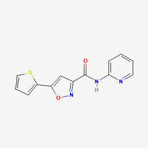 molecular formula C13H9N3O2S B11362457 N-(pyridin-2-yl)-5-(thiophen-2-yl)-1,2-oxazole-3-carboxamide 