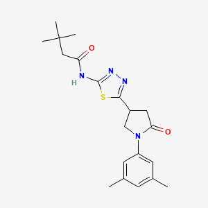 N-{5-[1-(3,5-dimethylphenyl)-5-oxopyrrolidin-3-yl]-1,3,4-thiadiazol-2-yl}-3,3-dimethylbutanamide