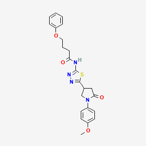 molecular formula C23H24N4O4S B11362521 N-{5-[1-(4-methoxyphenyl)-5-oxopyrrolidin-3-yl]-1,3,4-thiadiazol-2-yl}-4-phenoxybutanamide 