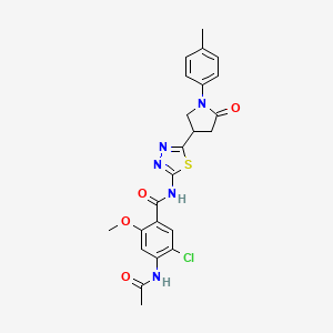 4-(acetylamino)-5-chloro-2-methoxy-N-{5-[1-(4-methylphenyl)-5-oxopyrrolidin-3-yl]-1,3,4-thiadiazol-2-yl}benzamide