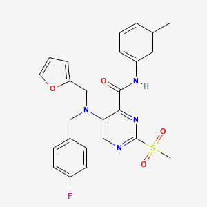 molecular formula C25H23FN4O4S B11362552 5-[(4-fluorobenzyl)(furan-2-ylmethyl)amino]-N-(3-methylphenyl)-2-(methylsulfonyl)pyrimidine-4-carboxamide 