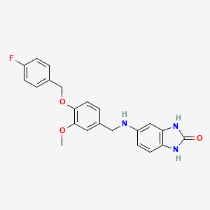 molecular formula C22H20FN3O3 B11362583 5-({4-[(4-fluorobenzyl)oxy]-3-methoxybenzyl}amino)-1,3-dihydro-2H-benzimidazol-2-one 