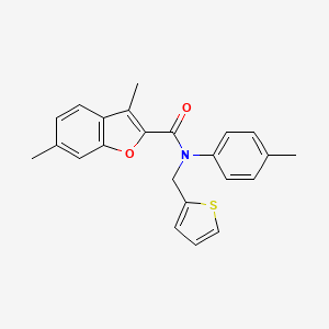 molecular formula C23H21NO2S B11362591 3,6-dimethyl-N-(4-methylphenyl)-N-(thiophen-2-ylmethyl)-1-benzofuran-2-carboxamide 