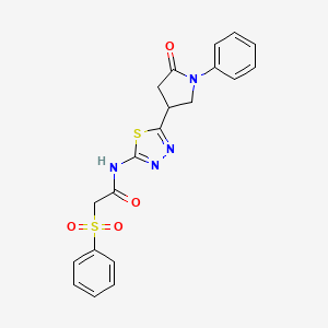 N-[5-(5-oxo-1-phenylpyrrolidin-3-yl)-1,3,4-thiadiazol-2-yl]-2-(phenylsulfonyl)acetamide