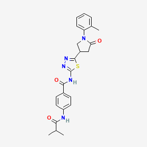 N-{5-[1-(2-methylphenyl)-5-oxopyrrolidin-3-yl]-1,3,4-thiadiazol-2-yl}-4-[(2-methylpropanoyl)amino]benzamide