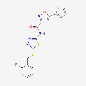 N-(5-{[(2-fluorophenyl)methyl]sulfanyl}-1,3,4-thiadiazol-2-yl)-5-(thiophen-2-yl)-1,2-oxazole-3-carboxamide