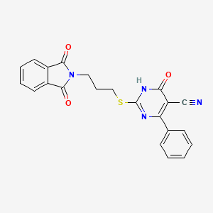 molecular formula C22H16N4O3S B11362631 2-{[3-(1,3-Dioxo-2,3-dihydro-1H-isoindol-2-YL)propyl]sulfanyl}-6-oxo-4-phenyl-1,6-dihydropyrimidine-5-carbonitrile 