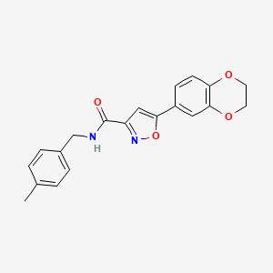 molecular formula C20H18N2O4 B11362649 5-(2,3-dihydro-1,4-benzodioxin-6-yl)-N-(4-methylbenzyl)-1,2-oxazole-3-carboxamide 