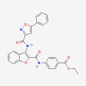 molecular formula C28H21N3O6 B11362650 Ethyl 4-{[(3-{[(5-phenyl-1,2-oxazol-3-yl)carbonyl]amino}-1-benzofuran-2-yl)carbonyl]amino}benzoate 