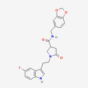 molecular formula C23H22FN3O4 B11362654 N-(1,3-benzodioxol-5-ylmethyl)-1-[2-(5-fluoro-1H-indol-3-yl)ethyl]-5-oxopyrrolidine-3-carboxamide 