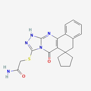 molecular formula C19H19N5O2S B11362670 2-[(7-oxo-7,11-dihydro-5H-spiro[benzo[h][1,2,4]triazolo[3,4-b]quinazoline-6,1'-cyclopentan]-9-yl)thio]acetamide 