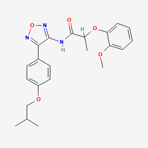 molecular formula C22H25N3O5 B11362701 2-(2-methoxyphenoxy)-N-{4-[4-(2-methylpropoxy)phenyl]-1,2,5-oxadiazol-3-yl}propanamide 