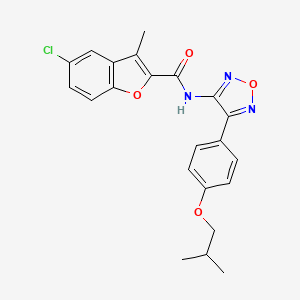 molecular formula C22H20ClN3O4 B11362728 5-chloro-3-methyl-N-{4-[4-(2-methylpropoxy)phenyl]-1,2,5-oxadiazol-3-yl}-1-benzofuran-2-carboxamide 