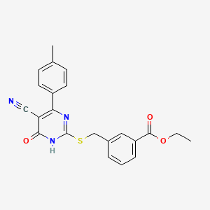 Ethyl 3-({[5-cyano-4-(4-methylphenyl)-6-oxo-1,6-dihydropyrimidin-2-YL]sulfanyl}methyl)benzoate