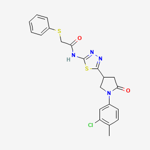 N-{5-[1-(3-chloro-4-methylphenyl)-5-oxopyrrolidin-3-yl]-1,3,4-thiadiazol-2-yl}-2-(phenylsulfanyl)acetamide