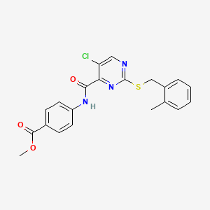 molecular formula C21H18ClN3O3S B11362783 Methyl 4-[({5-chloro-2-[(2-methylbenzyl)thio]pyrimidin-4-yl}carbonyl)amino]benzoate 