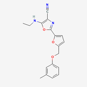 5-(Ethylamino)-2-{5-[(3-methylphenoxy)methyl]furan-2-yl}-1,3-oxazole-4-carbonitrile