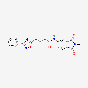 molecular formula C21H18N4O4 B11362888 N-(2-methyl-1,3-dioxo-2,3-dihydro-1H-isoindol-5-yl)-4-(3-phenyl-1,2,4-oxadiazol-5-yl)butanamide 