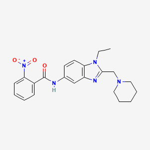 molecular formula C22H25N5O3 B11362923 N-[1-ethyl-2-(piperidin-1-ylmethyl)-1H-benzimidazol-5-yl]-2-nitrobenzamide 