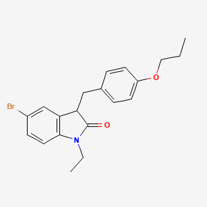 molecular formula C20H22BrNO2 B11362947 5-bromo-1-ethyl-3-(4-propoxybenzyl)-1,3-dihydro-2H-indol-2-one 