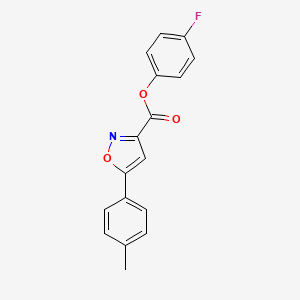 molecular formula C17H12FNO3 B11362952 4-Fluorophenyl 5-(4-methylphenyl)-1,2-oxazole-3-carboxylate 