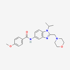 molecular formula C23H28N4O3 B11362992 4-methoxy-N-[2-(morpholin-4-ylmethyl)-1-(propan-2-yl)-1H-benzimidazol-5-yl]benzamide 