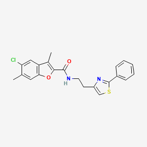 5-chloro-3,6-dimethyl-N-[2-(2-phenyl-1,3-thiazol-4-yl)ethyl]-1-benzofuran-2-carboxamide