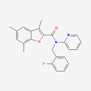 molecular formula C24H21FN2O2 B11363036 N-(2-fluorobenzyl)-3,5,7-trimethyl-N-(pyridin-2-yl)-1-benzofuran-2-carboxamide 